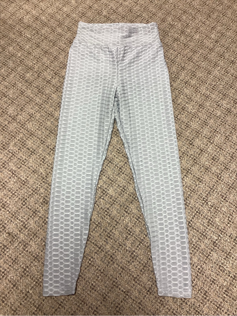 SHEIN Gray Textured Honeycomb Ruched Scrunch Butt Lift Leggings * Size Small